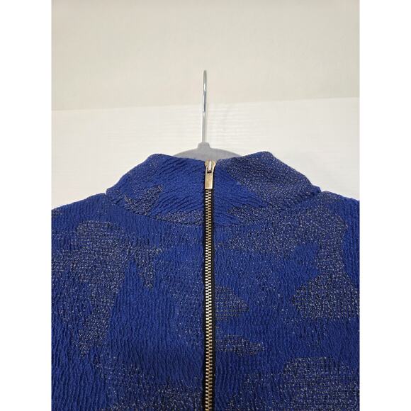 Hunter Bell Polly Blue Long Sleeved Mockneck Textured Shift Mini Dress, Size 0 - Picture 9 of 13